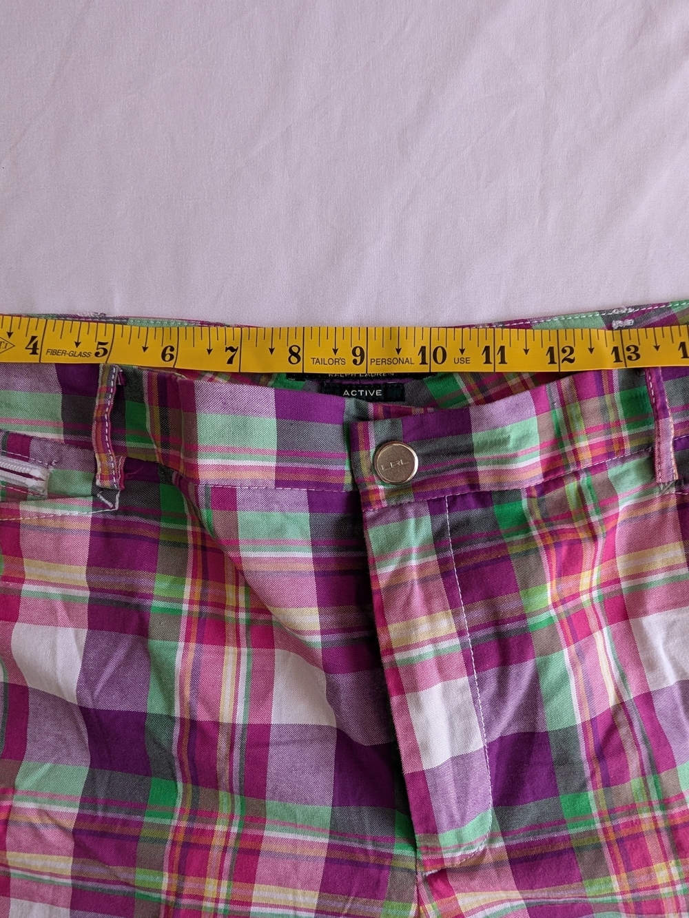 Lauren Ralph Lauren Plaid Cotton Shorts - Pink, Purple, Green - Picture 7 of 9